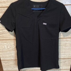 Figs Black V-Neck Short Sleeve Tee